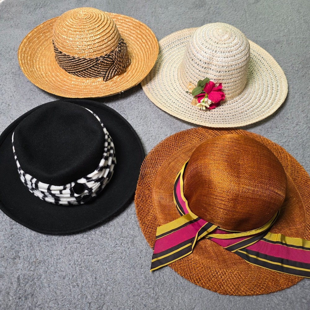 Mr. John Cappelli Women Hat Lot 4pc Straw Felt Vintage Sun Boater Vintage